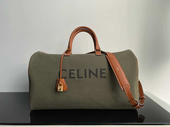 Fake Celine Voyage Celine Green Printed Fabric And Cow Leather Large Handbag